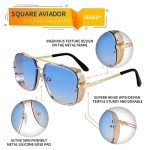 FEISEDY Vintage Aviator Square Metal Sunglasses B2894