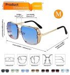 FEISEDY Vintage Aviator Square Metal Sunglasses B2894