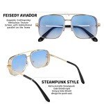 FEISEDY Vintage Aviator Square Metal Sunglasses B2894