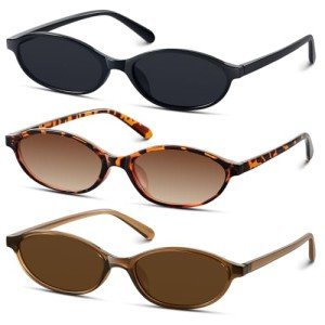 KUGUAOK 90s Retro Oval Cat Eye Sunglasses