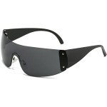 AIEYEZO Oversized Rimless Y2K Sunglasses - Black