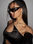 AIEYEZO Oversized Rimless Y2K Sunglasses - Black