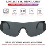 AIEYEZO Oversized Rimless Y2K Sunglasses - Black