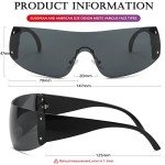 AIEYEZO Oversized Rimless Y2K Sunglasses - Black