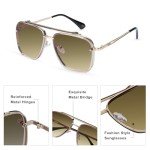 Retro Double Bridge Aviator Sunglasses with Gradient Lenses