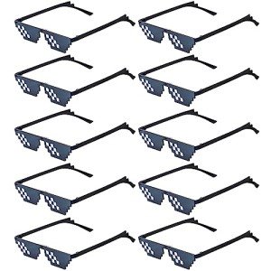 KIMOBER 10 Pack Pixelated Thug Life Sunglasses