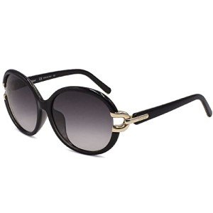 Chloe Women's Black-Gold Round Sunglasses, 58mm