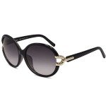 Chloe Women's Black-Gold Round Sunglasses, 58mm