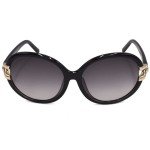 Chloe Women's Black-Gold Round Sunglasses, 58mm