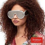 Oversized Silver Mirrored Fashion Shield Sunglasses