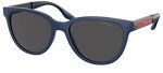 Prada Linea Rossa Blue Oval Sunglasses with Grey Lens