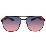 Prada Linea Rossa Black Metal Sunglasses with Red Lens