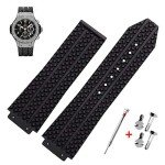 KAMIU 25mm Black Rubber Watch Strap for Hublot