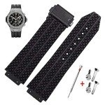 KAMIU 25mm Black Rubber Watch Strap for Hublot