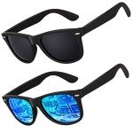LINVO Polarized 80's Retro Square Sunglasses for Men