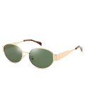 Retro Oval Sunglasses with UV400 Protection - Gold/Green
