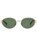 Retro Oval Sunglasses with UV400 Protection - Gold/Green