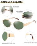 Retro Oval Sunglasses with UV400 Protection - Gold/Green