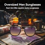 Dollger Oversized Square Aviator Sunglasses for Men