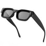 Thick Square Frame Polarized Sunglasses - A1 Black/Grey