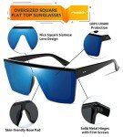 FEISEDY Oversized Flat Top Square Sunglasses
