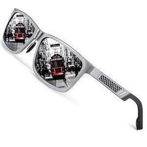 Men's 61mm Polarized UV400 Silver Mirror Sunglasses