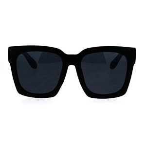 Oversized Black Horned Rim Sunglasses for Women