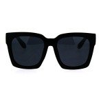 Oversized Black Horned Rim Sunglasses for Women