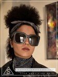 Oversized Black Horned Rim Sunglasses for Women