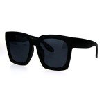 Oversized Black Horned Rim Sunglasses for Women