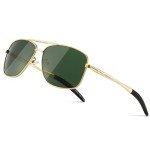 Men's Polarized Sunglasses - Gold Frame, Green Lens