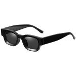 Thick Square Frame Polarized Sunglasses - A1 Black/Grey