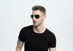 Men's Polarized Sunglasses - Gold Frame, Green Lens
