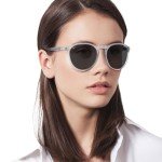 Persol PO3286S Round Sunglasses in Transparent Grey