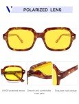 VANLINKER Retro Square Polarized Sunglasses - Yellow