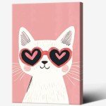 Fun Cat Poster with Heart-Shaped Sunglasses Art