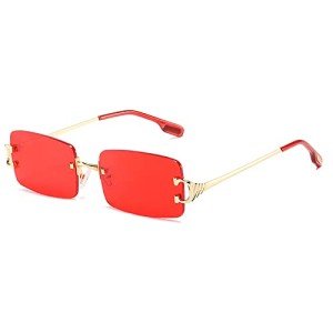 Retro Rimless Rectangle Tinted Sunglasses for All