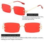 Retro Rimless Rectangle Tinted Sunglasses for All
