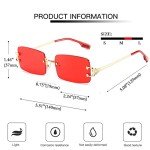 Retro Rimless Rectangle Tinted Sunglasses for All