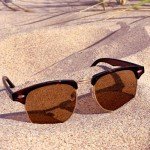 Joopin Trendy Brown Polarized Half Frame Sunglasses