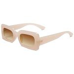 Trendy 90s Retro Nude Rectangle Sunglasses