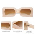 Trendy 90s Retro Nude Rectangle Sunglasses
