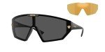 Versace VE4461 Black and Gold Shield Sunglasses + Eyewear Kit