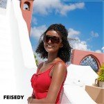 FEISEDY Oversized Wrap Shield Sunglasses - Champagne