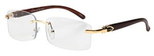 Sleek Rimless Metal & Wood Aviator Sunglasses