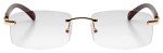 Sleek Rimless Metal & Wood Aviator Sunglasses