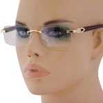 Sleek Rimless Metal & Wood Aviator Sunglasses
