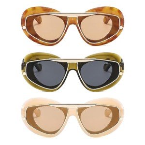 Oversized Cat Eye Designer Sunglasses - 3 Pack