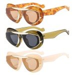 Oversized Cat Eye Designer Sunglasses - 3 Pack