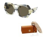 Tory Burch Horn Brown Hexagonal Sunglasses + Kit